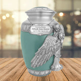 Wings of an Angel Sea Glass Hearts Adult Urn - Pro Laser Engraving - Burial Vault Option