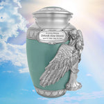 Wings of an Angel Sea Glass Hearts Adult Urn - Pro Laser Engraving - Burial Vault Option