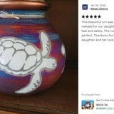 Sea Turtles Raku Cremation Adult or Medium Urn - Personalization Option