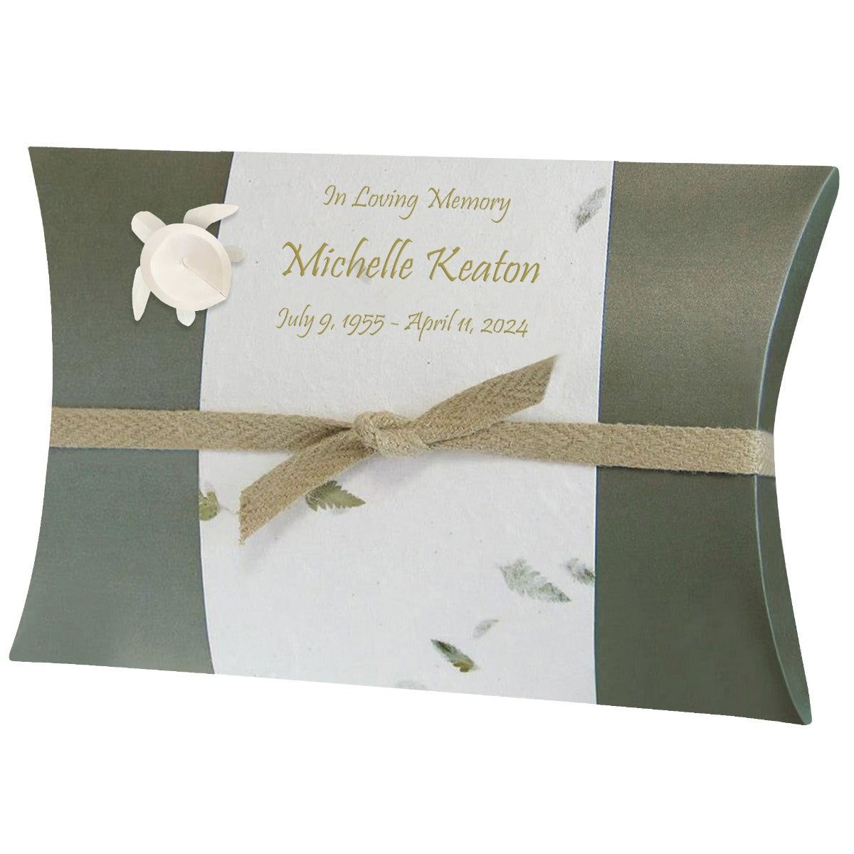Sea Turtle Fern Peaceful Pillow® Water Burial Cremation Urn - Biodegradable Water Burial At Sea Urn