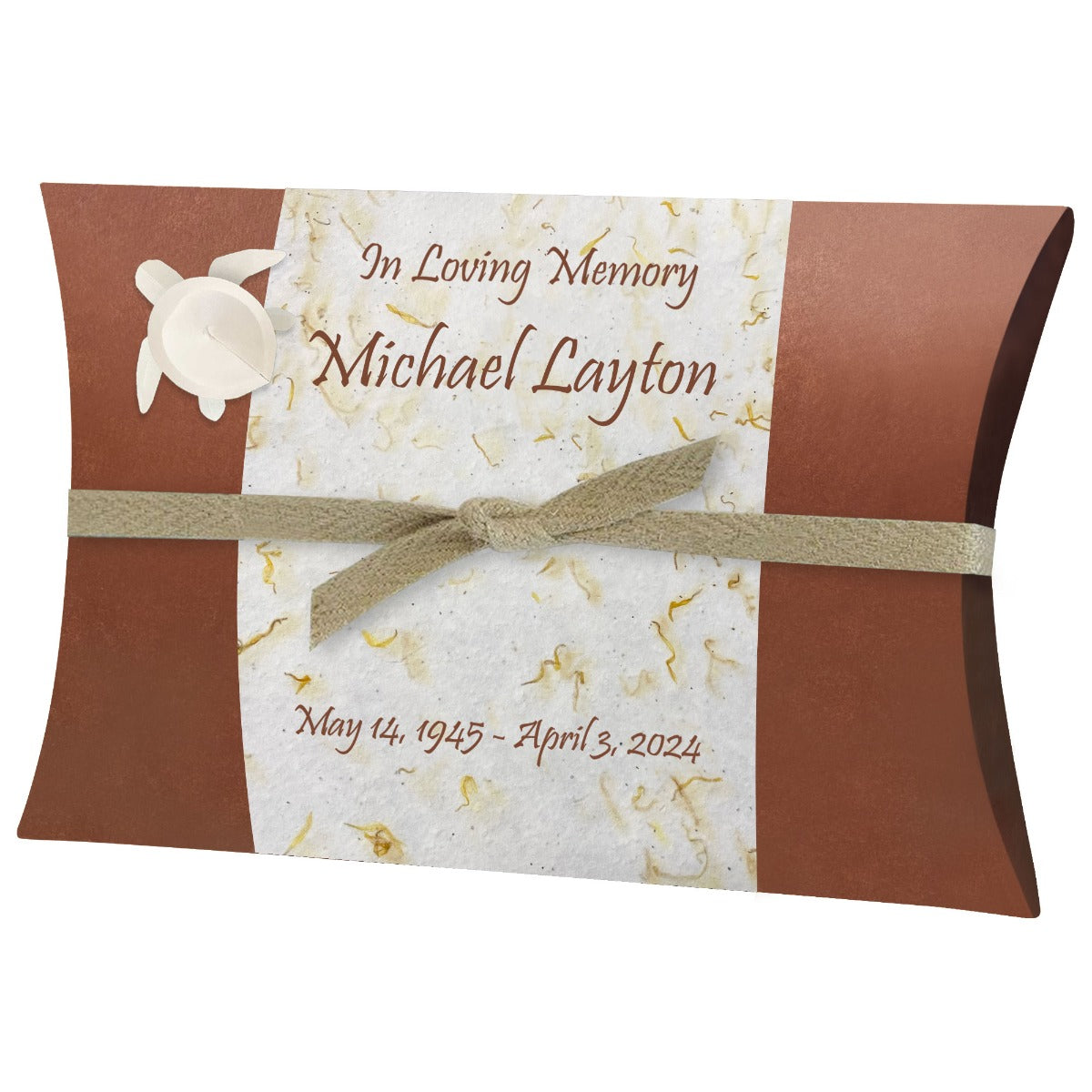 Sea Turtle Marigold Peaceful Pillow® Water Burial Cremation Urn - Biodegradable Water Burial At Sea Urn