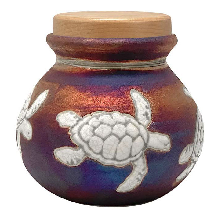 Sea Turtles Raku Cremation Adult or Medium Urn - Personalization Option