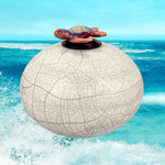 Sea Turtle on a White Beach Raku Adult Cremation Urn - Personalization Option