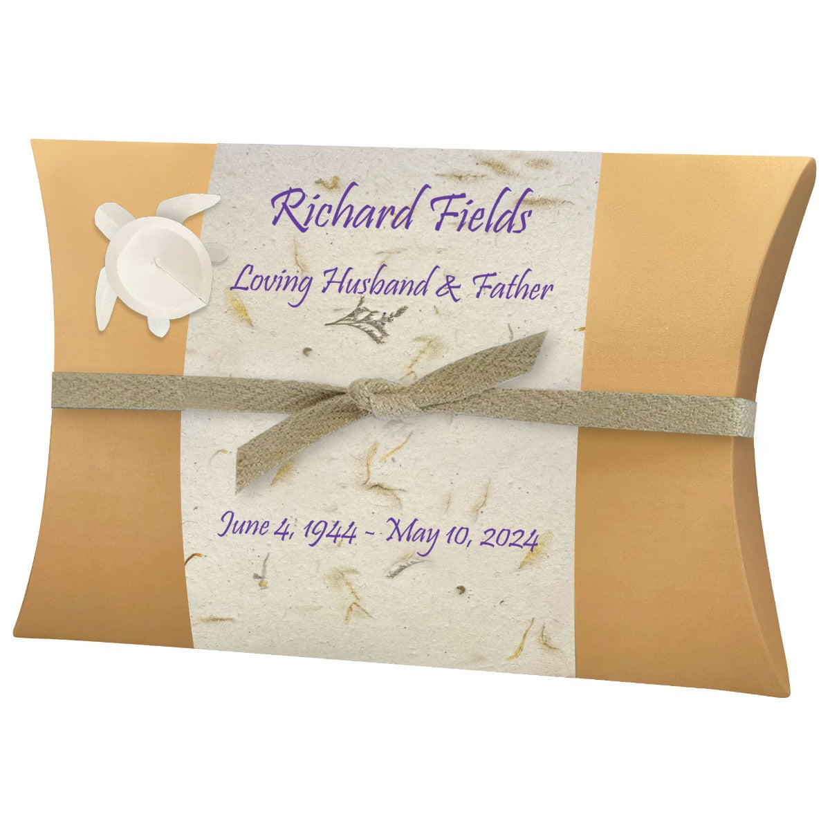 Sea Turtle Sand Castle Peaceful Pillow® Water Burial Cremation Urn - Biodegradable Water Burial At Sea Urn