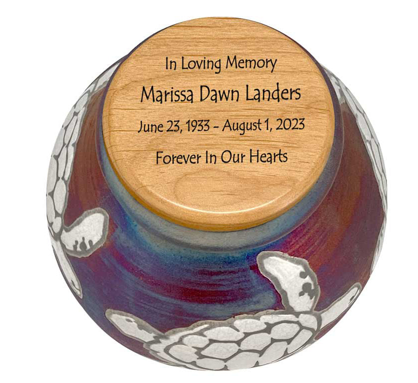 Sea Turtles Raku Cremation Adult or Medium Urn - Personalization Option
