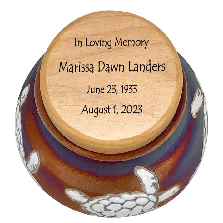 Sea Turtles Raku Cremation Adult or Medium Urn - Personalization Option