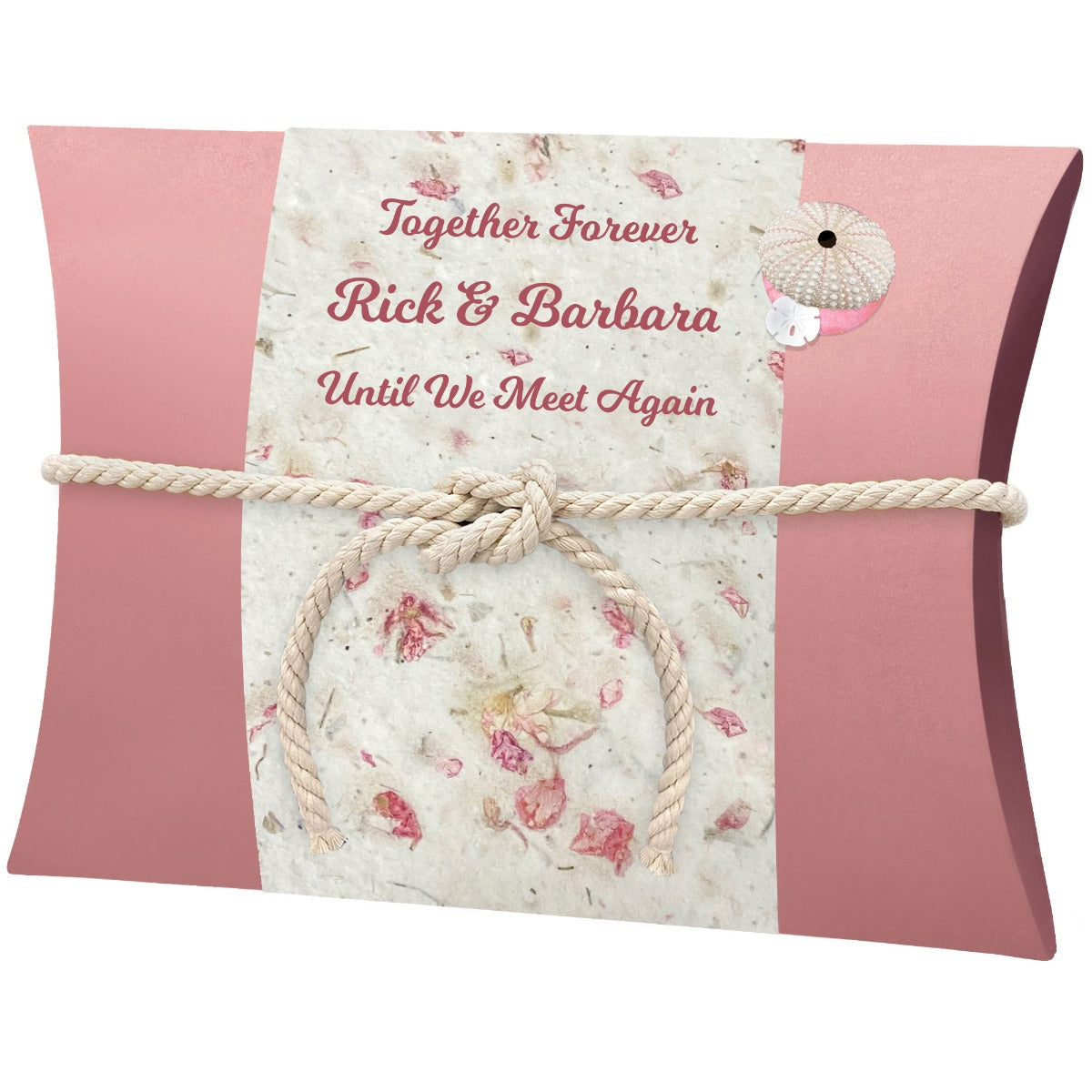 Pink Urchin & Sand Dollar Petals Peaceful Pillow® Water Burial Cremation Urns - Biodegradable Water Burial At Sea Urn