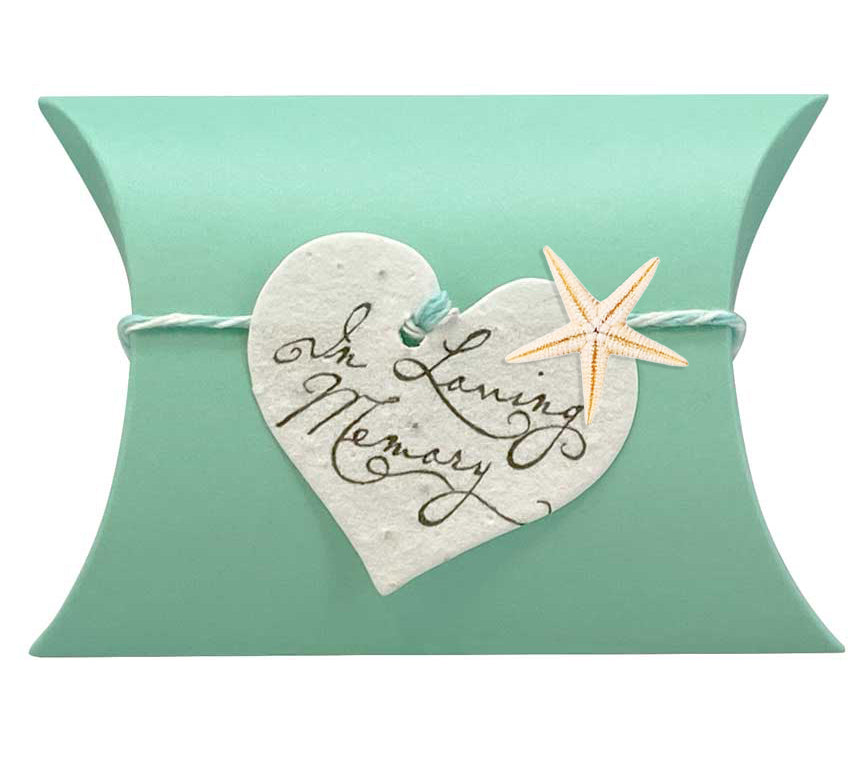Starfish Tiny Aqua and Pink Peaceful Pillow® Bio Urns - In Loving Memory - Set of 2