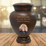 Serenity Wood Cremation Urn - Adult Photo Engraved Urn