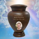 Serenity Wood Cremation Urn - Adult Photo Engraved Urn