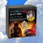Firefighter Cremation Urn - Photo & Fire Department Badge