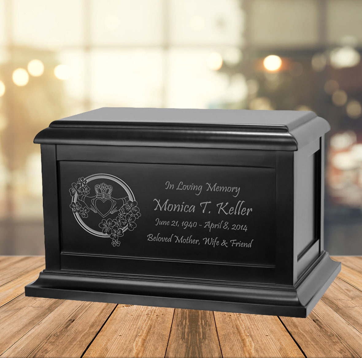 Claddagh and Shamrocks Cremation Urn