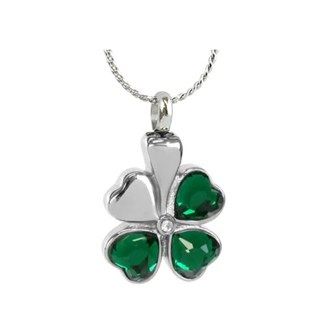 Shamrock Crystal Hearts Jewelry Urn - Love Charm Option