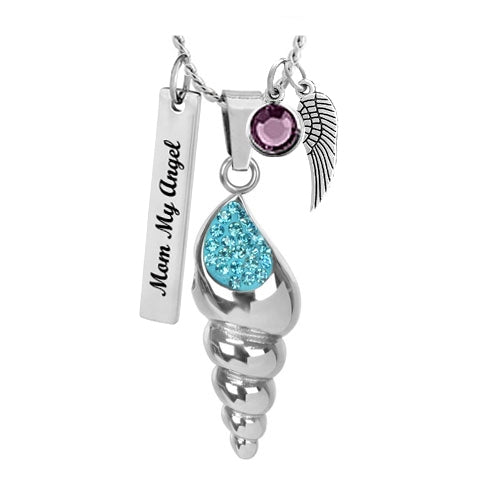 Blue Lagoon Seashell Jewelry Urn - Love Charm Option