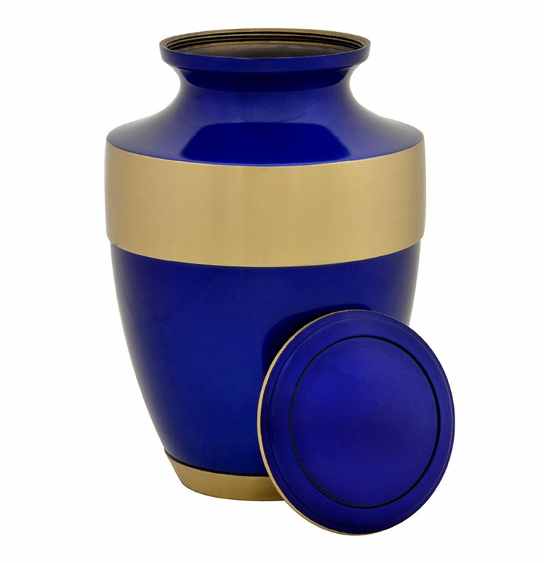 Navy Blue Brass Urn