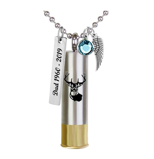 Shotgun Shell Deer Pendant Urn - Love Charms Option