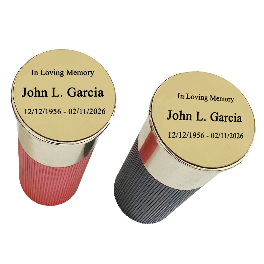 Shotgun Keepsake or Scattering Tube Urn - Choose Red or Black - Mini Stand Option
