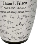 Signature Adult Cremation Urn - Metal Urn with Pro-Laser Engraved Signatures