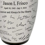 Signature Adult Cremation Urn - Metal Urn with Pro-Laser Engraved Signatures