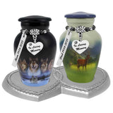 Double Heart Pewter Memorial Stand - For 2 Mini Urns