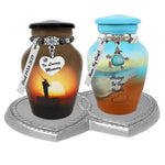 Double Heart Pewter Memorial Stand - For 2 Mini Urns