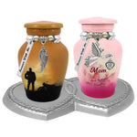 Double Heart Pewter Memorial Stand - For 2 Mini Urns