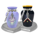Double Heart Pewter Memorial Stand - For 2 Mini Urns