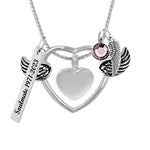 Special Angel Silver Heart Ash Pendant Urn - Love Charms® Option