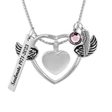 Special Angel Silver Heart Ash Pendant Urn - Love Charms® Option