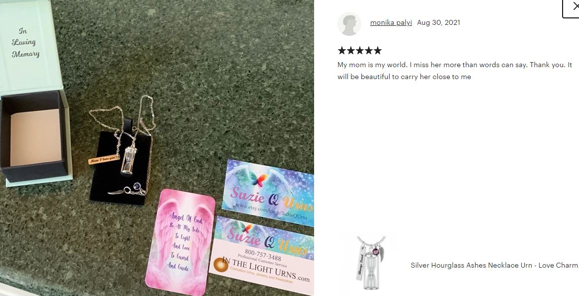 Hourglass Silver Cremation Jewelry Urn - Love Charms® Option
