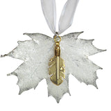 Silver Maple Leaf & Feather Ornament Urn
