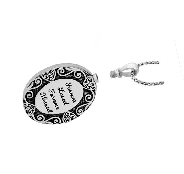 Forever Loved Forever Missed Silver Ash Jewelry Urn - Love Charms™ Option