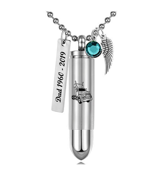Semi Truck Bullet Pendant Urn - Love Charms Option