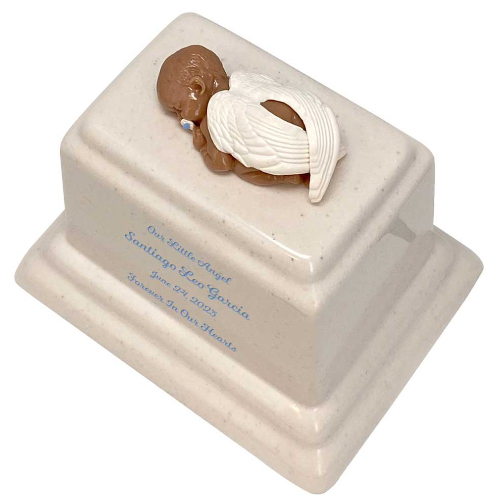 Infant Angel With Pacifier Brown Baby Urn - Boy, Girl Or Unknown Sex