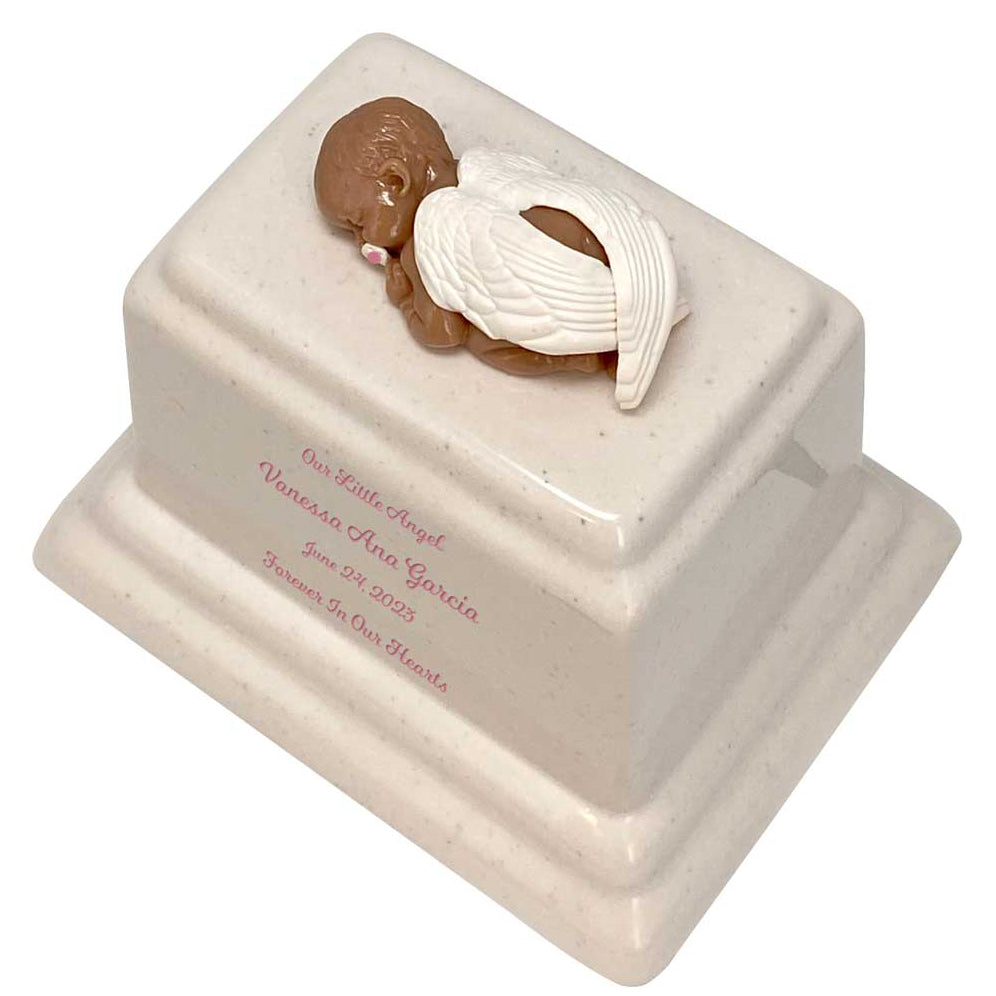 Infant Angel With Pacifier Brown Baby Urn - Boy, Girl Or Unknown Sex