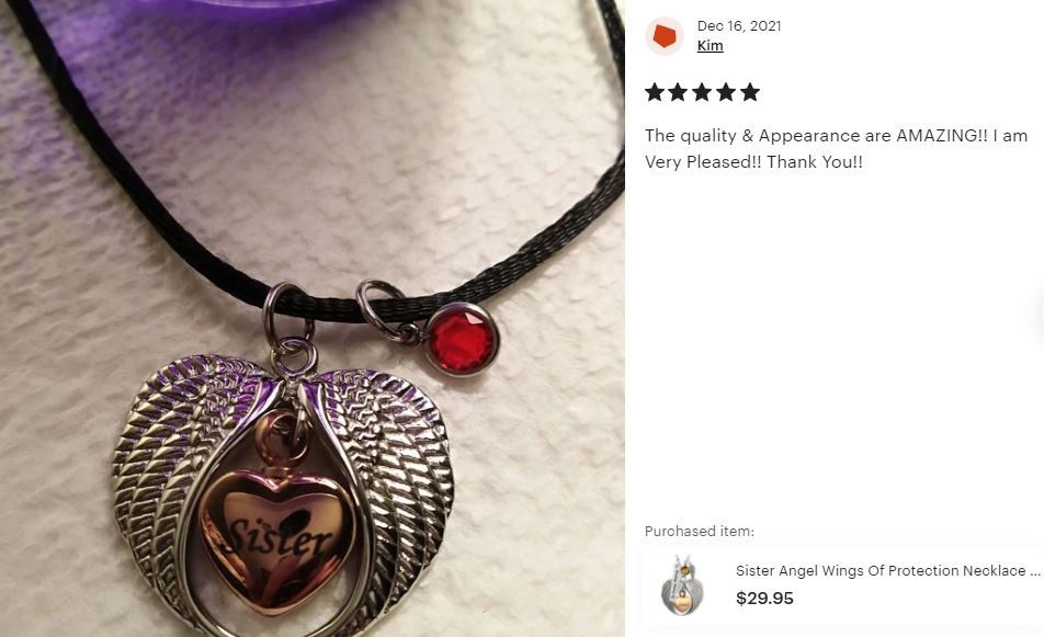 Sister Angel Wings Of Protection Necklace Urn - Love Charms™ Option