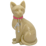 Sitting Cat Urn - Love Charms® Option - Engravable & Fur Holder - Collar Color Choice