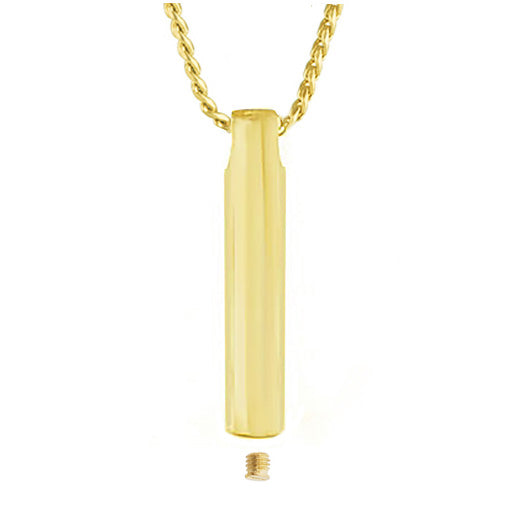 Sleek Cylinder 10KT or 14KT Gold Cremation Jewelry Urn - SHIPS NOW