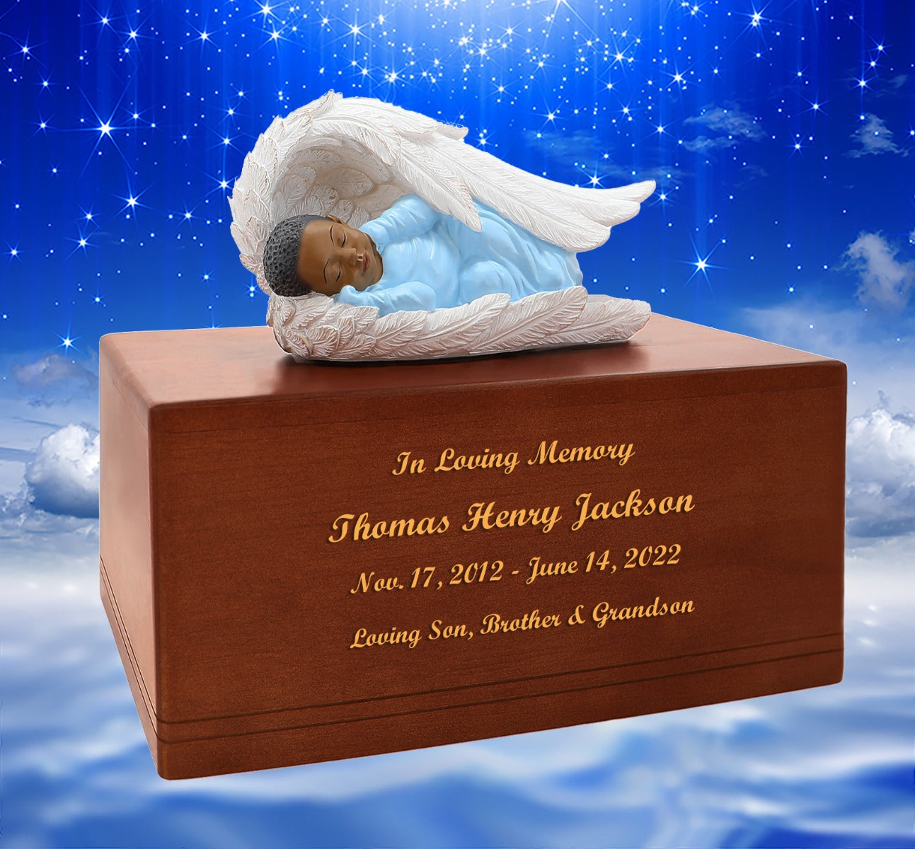 Child Boy Protective Angel Wings Urn