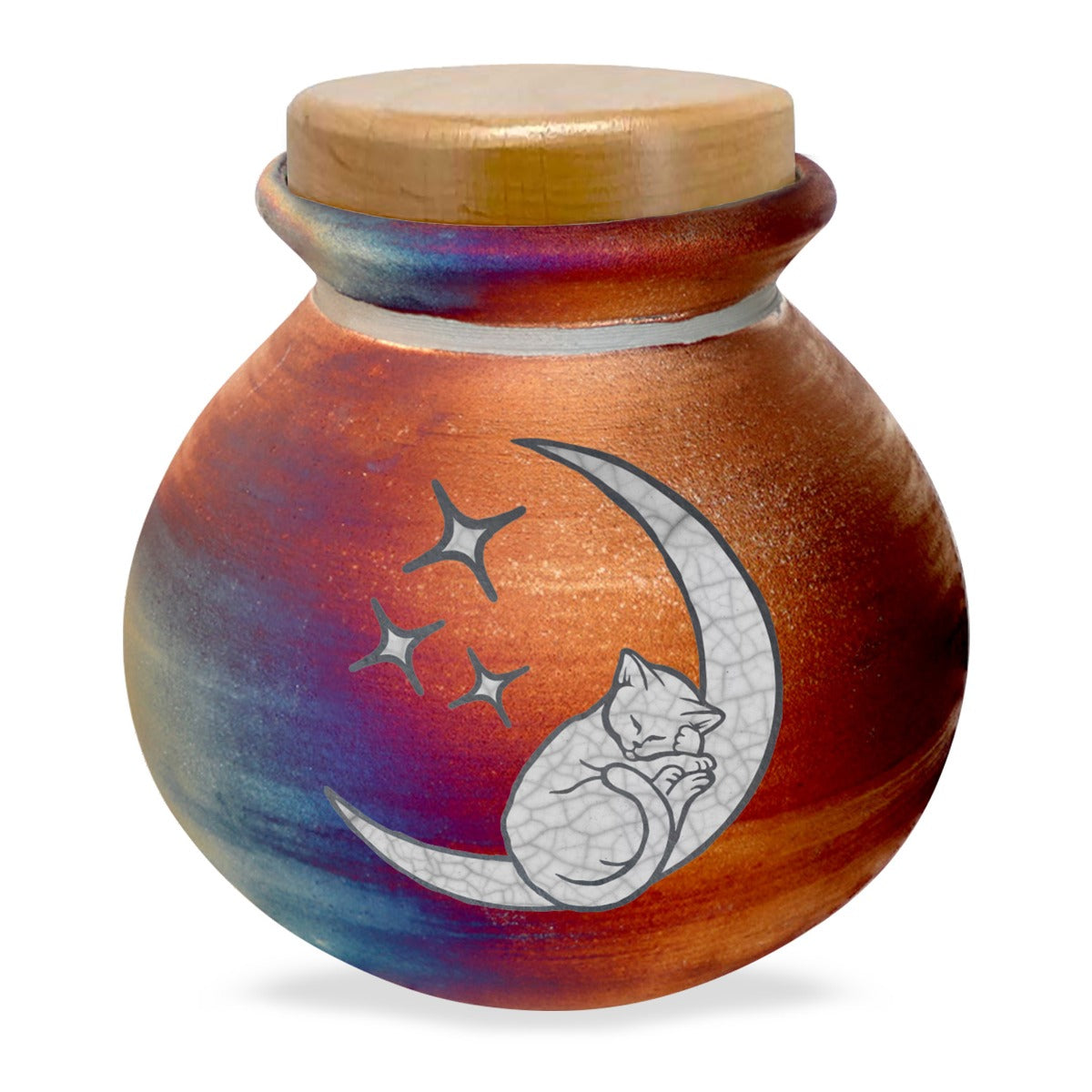Cat Lover Sleeping Kitty Raku Cremation Adult or Medium Urn - Personalization Option