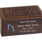 New Born Baby Boy Wood Floral Urn