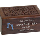 New Born Baby Boy Wood Floral Urn