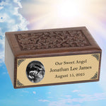 Ultra Sound Photo Gold Plate Floral Wood Urn - Free Photo & Engraving