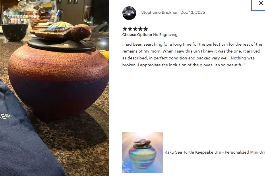 Sea Turtle Raku Keepsake Cremation Urn - Personalization Option