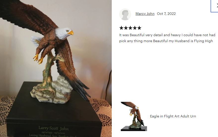 Eagle in Flight Art & Wood Cremation Urn