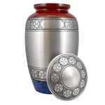 Soccer Red White & Blue Pewter Urn - Pro Diamond Engraving
