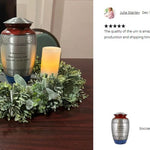 Soccer Red White & Blue Pewter Urn - Pro Diamond Engraving