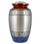 Soccer Red White & Blue Pewter Urn - Pro Diamond Engraving