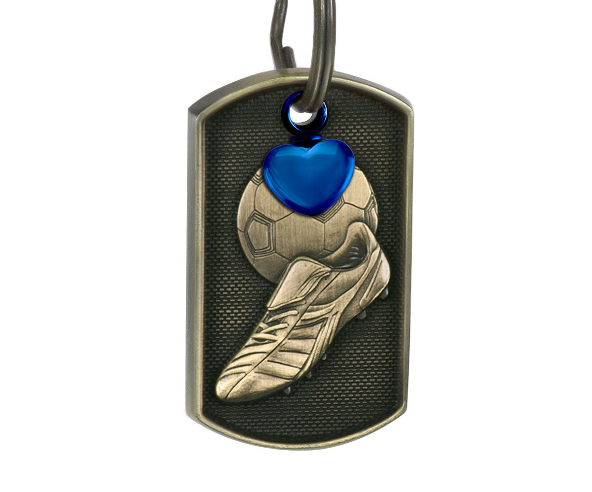 Soccer Dog Tag Heart Key Chain Urn