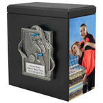 Soccer Photo Urn - 2 Photo Options - Customizable Colors - Free Engraved Plate - Quality Craftsmanship
